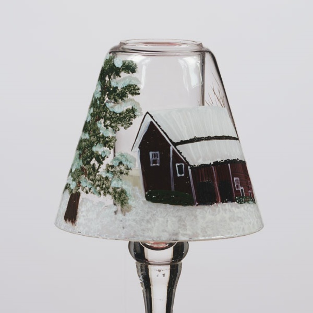 *Hand Painted Snow Covered Barn Candle Lamp Shade #79308 (NWT) #1 50% OFF SALE